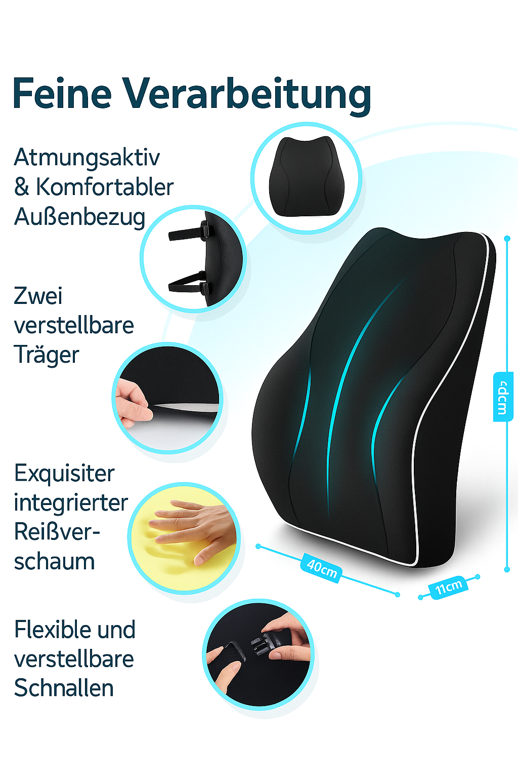 Ergonomisches Rückenkissen aus Memory Foam
