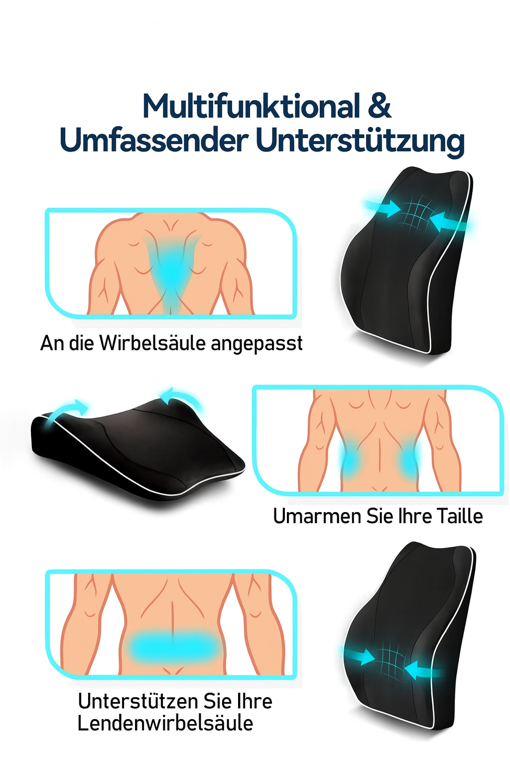 Ergonomisches Rückenkissen aus Memory Foam