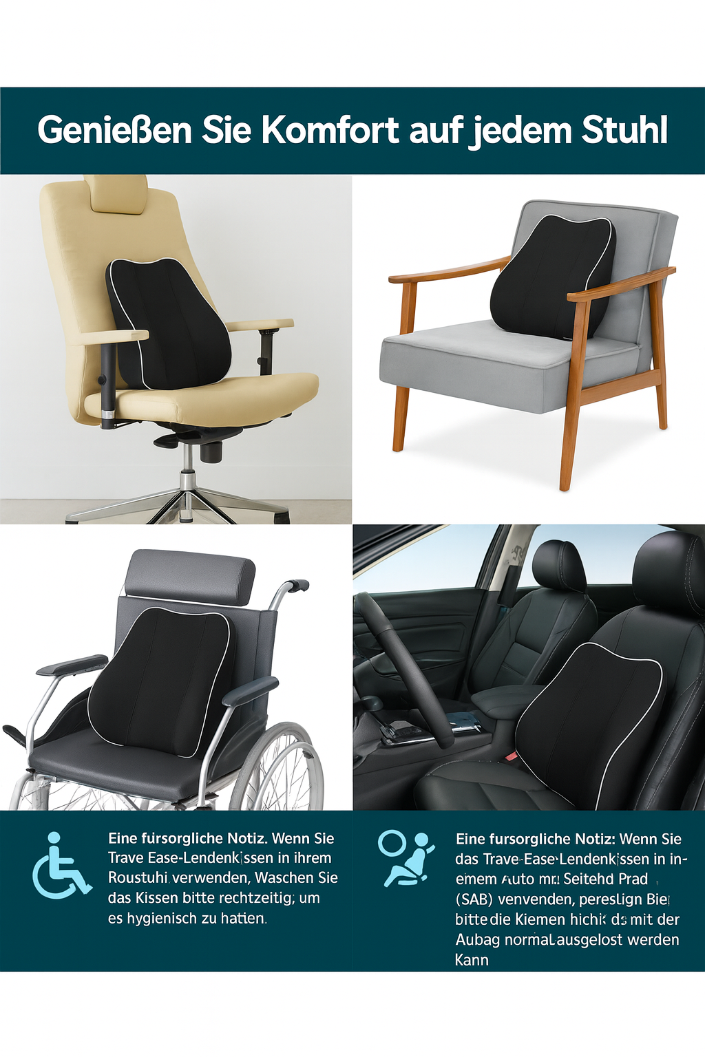 Ergonomisches Rückenkissen aus Memory Foam